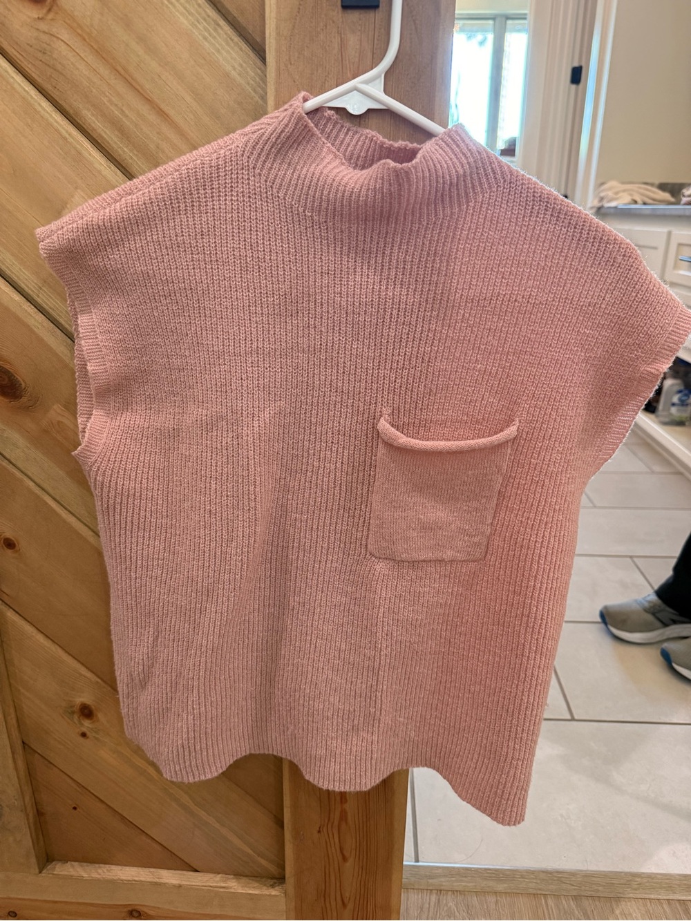 Sleeveless Knit Tunic with Pocket - Dusty Rose